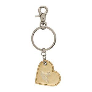 VIVIENNE WESTWOOD Grained Leather Gold Orb Keychain - NIB